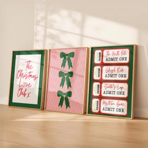 Festive Christmas Wall Art Prints - Red & Green Holiday Decor (Digital Download Set of 3)
