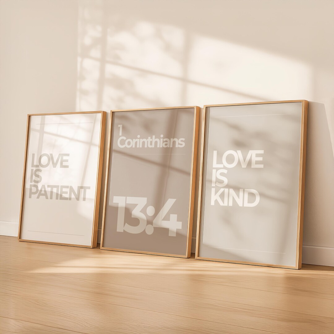 Love is Patient Love is Kind Wall Art Set, 1 Corinthians 13 4 Print ...