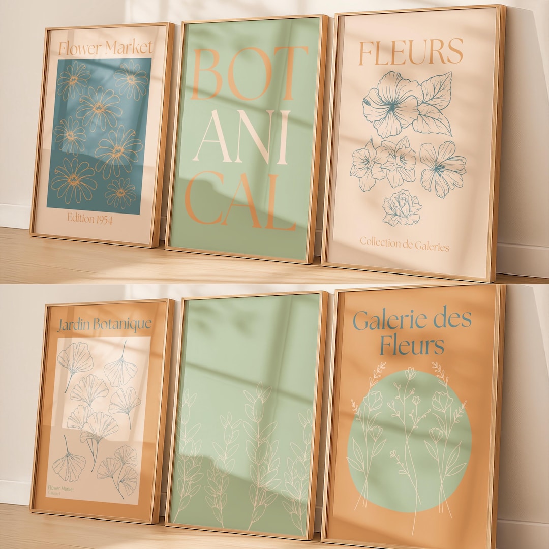 French Botanical Print Set: Vintage Flower Market Gallery Wall (digital ...