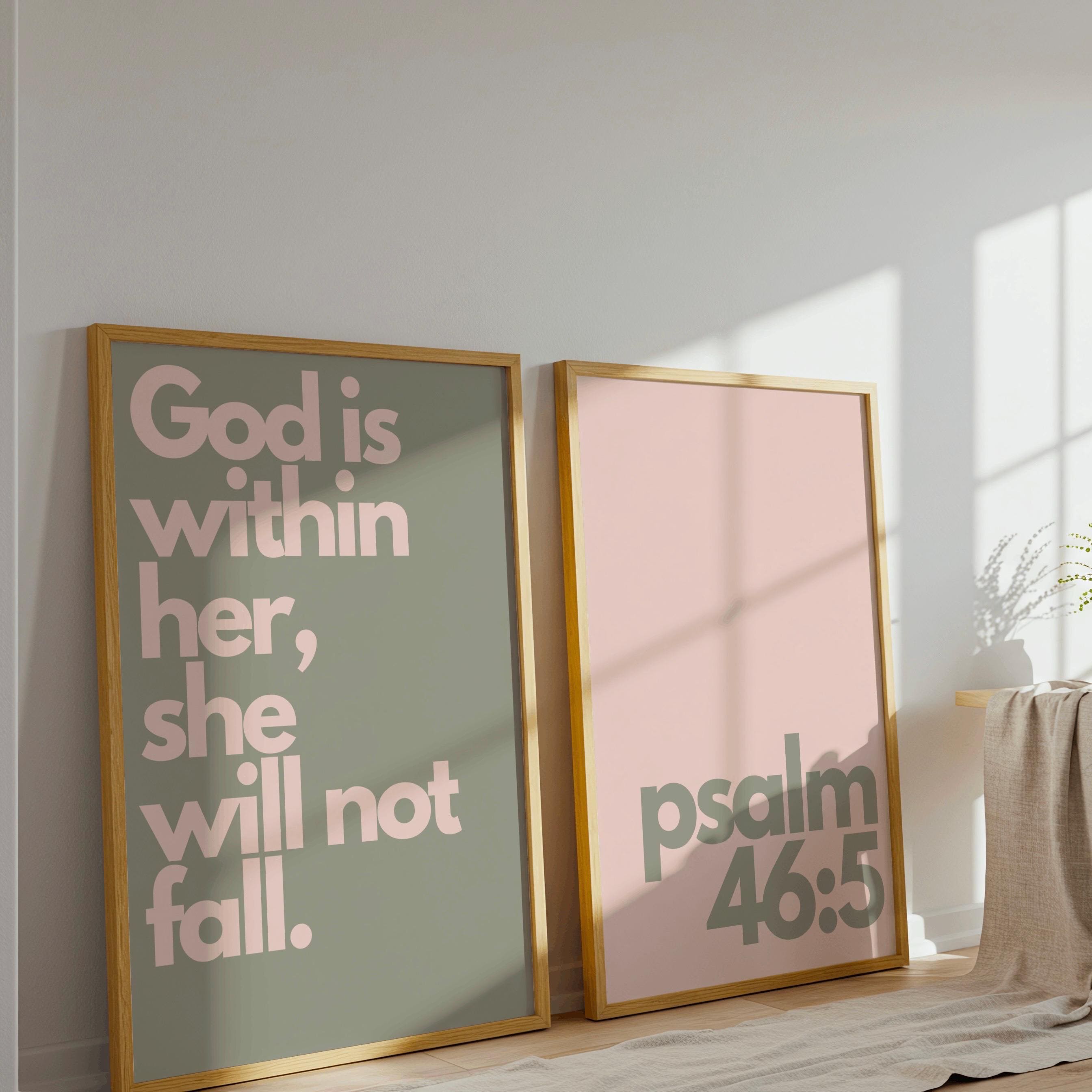 Sage Green Psalm 46:5 Wall Art Duo, God is Within Her Print, Christian ...
