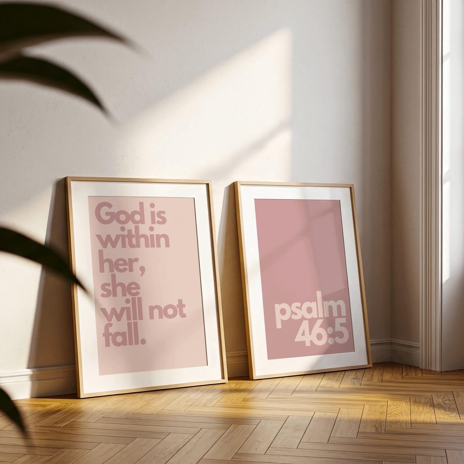 Pink Psalm 46:5 Wall Art Duo, God is Within Her Print, Christian ...