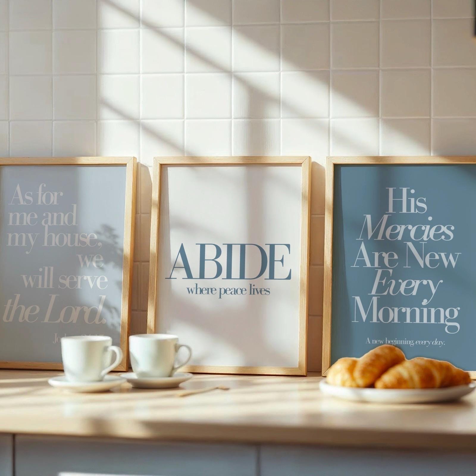 Christian Wall Art Printable Set of 3 | Coastal Blue Bible Verse Prints ...