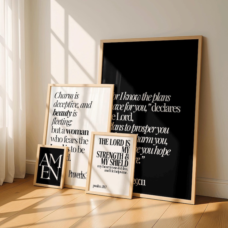 Christian Wall Art Set of 10 | Faith Quotes for Women | Modern ...