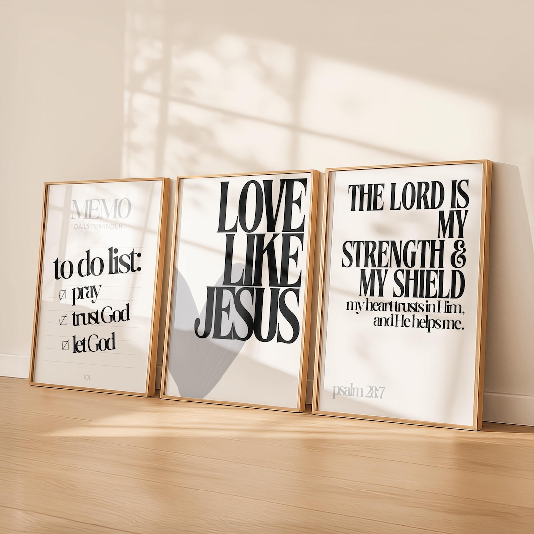 Black & White Christian Wall Art Set of 3 | Minimalist Bible Verse ...