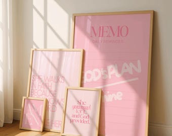 Pink Christian Wall Art Set for Girls | Bible Verse Prints, Faith Quote Decor for Women, Feminine Scripture Prints, Aesthetic Christian Art