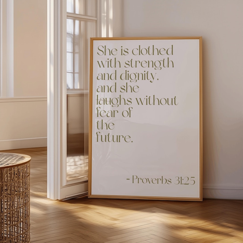 Proverb Frame Christian Wall Art Set of 3 | Psalm 46 5 & Proverbs 31 25 Prints ...