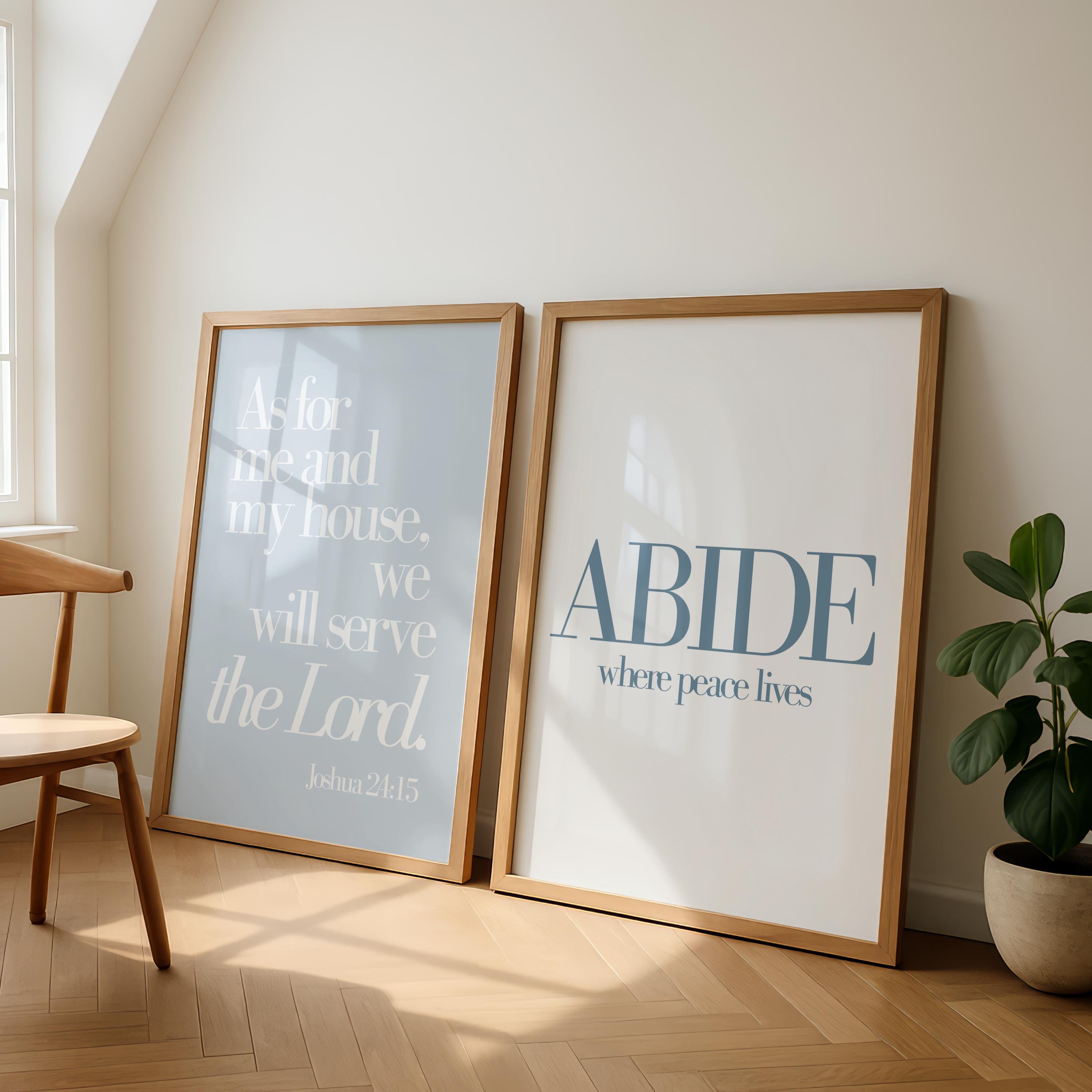 Christian Wall Art Printable Set of 3 | Coastal Blue Bible Verse Prints ...