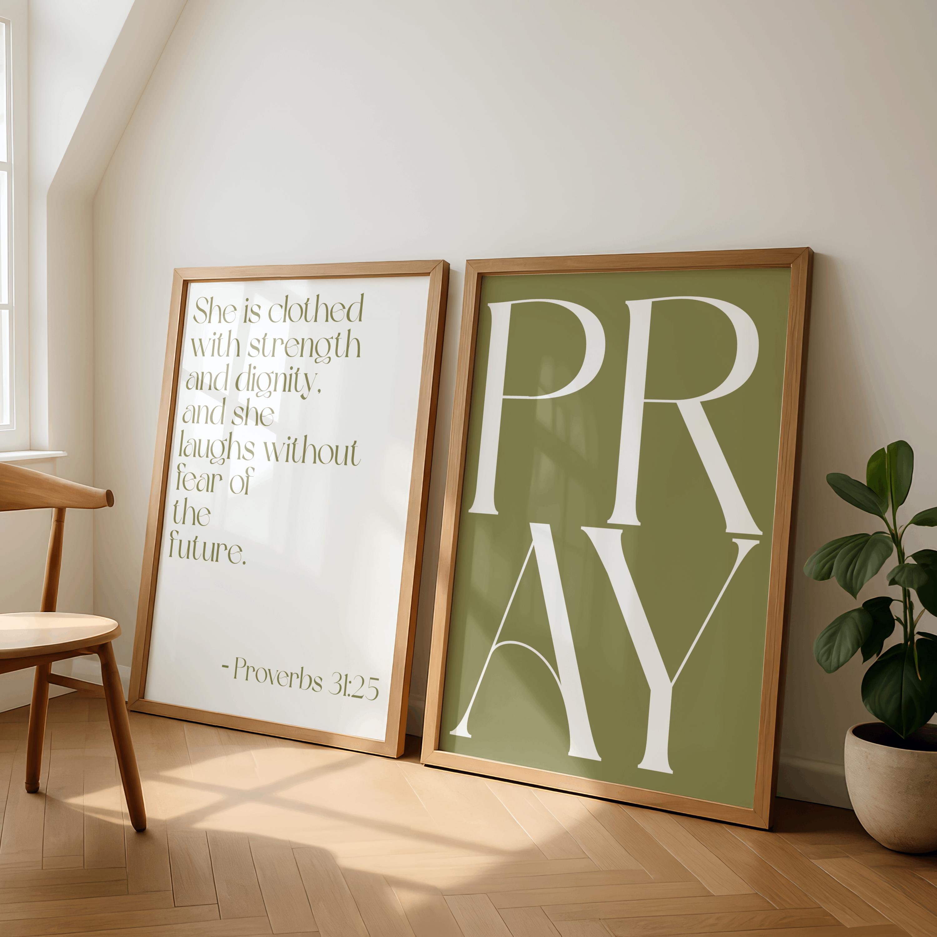 Christian Wall Art Set of 3 | Psalm 46 5 & Proverbs 31 25 Prints ...
