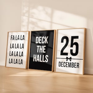 Minimalist Christmas Wall Art Prints: Black & White Holiday Decor (Digital Download Set of 3