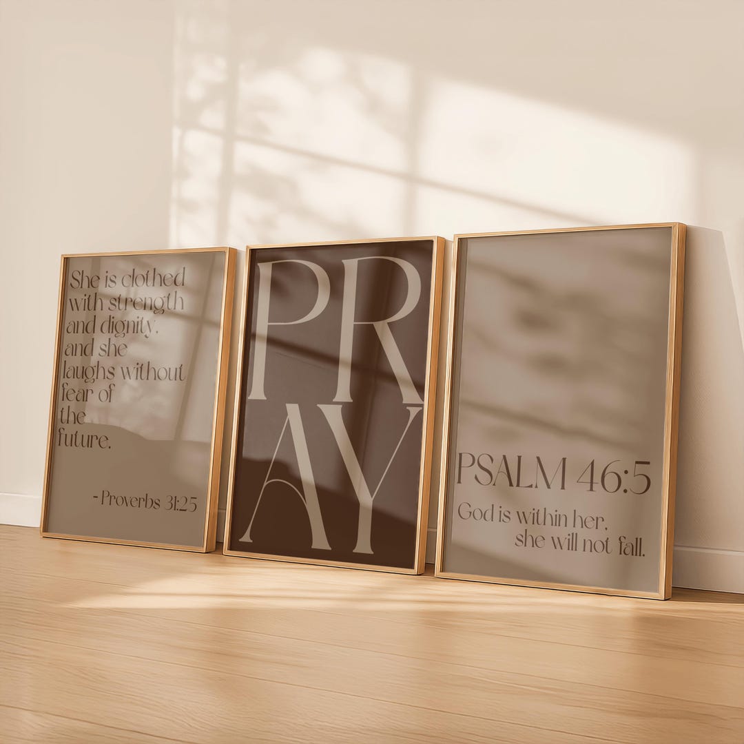 Brown Christian Wall Art Set of 3 Prints | Bible Verse Printable Bundle ...