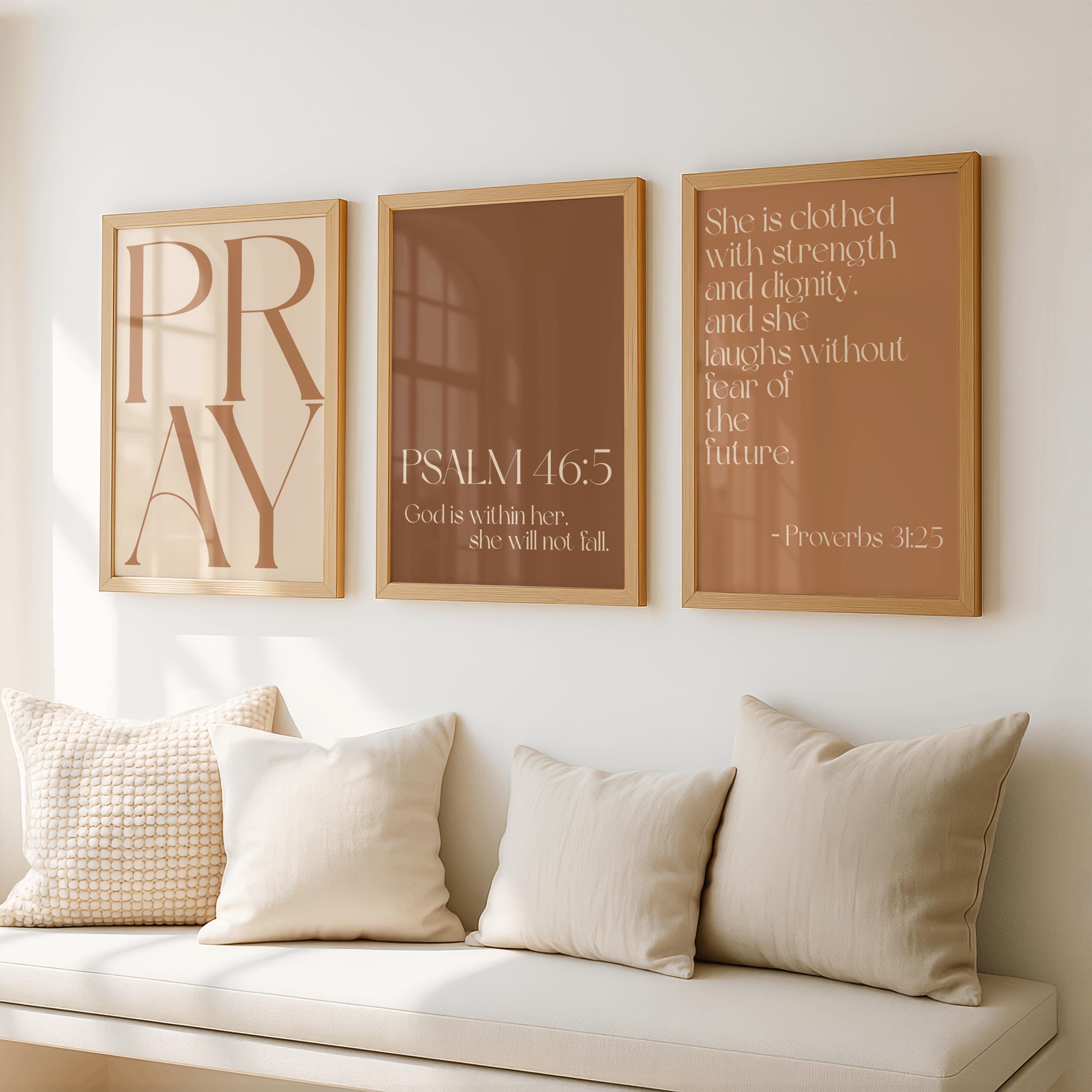 Warm Neutral Christian Wall Art Set of 3 Prints | Bible Verse Printable ...