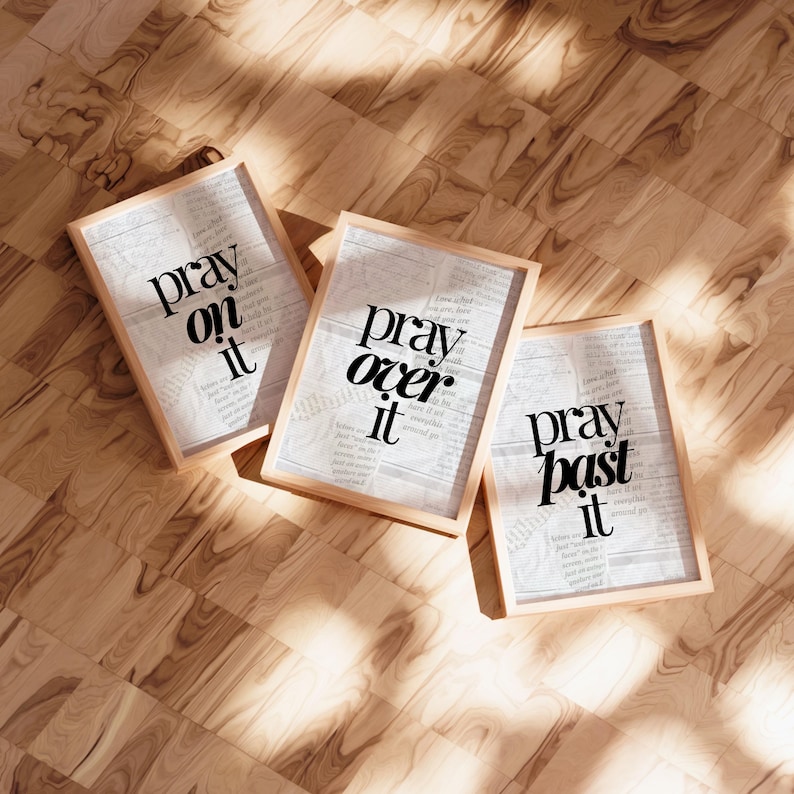 Christian Wall Art Set of 3 Printable, Pray on It Pray Over It Pray ...