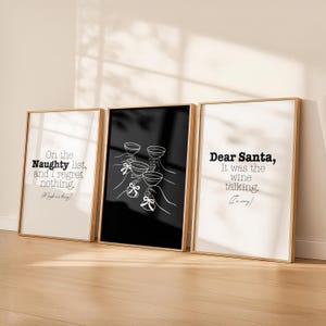 Minimalist Christmas Wall Art Prints: Black & White Holiday Decor (Digital Download Set of 3