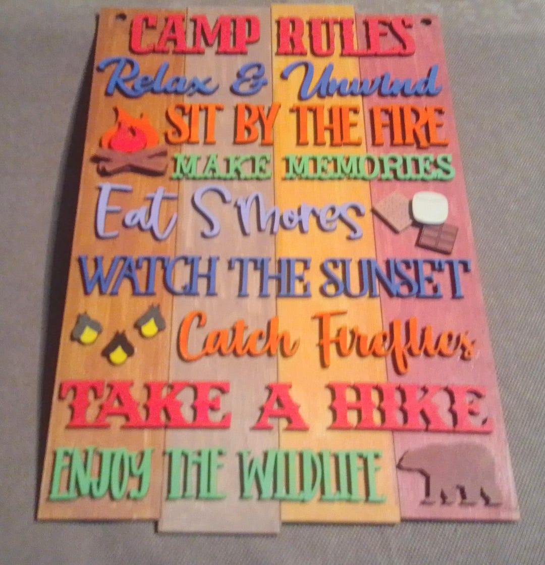 Laser Cut Camp Rules Sign/decor - Etsy
