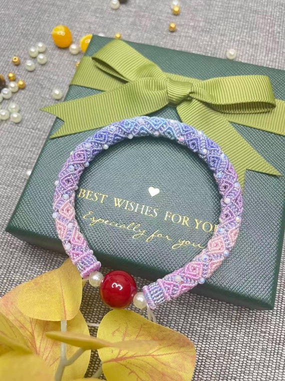 Secret Garden Vine ---- Lavender & pink tones with Red Agate Bead