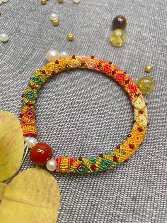 Secret Garden Vine ---- Autumn Harvest Color Palette with Red Agate Bead