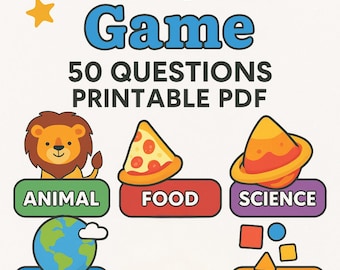 Kids Trivia Cards 50 Printable Questions & Answers, Fun Family Game Night, Classroom Educational Quiz for Children, Travel Games PDF