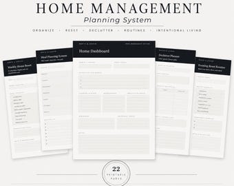 Home Management Planner Bundle | 22 Printable Home Organization Pages | Declutter Planner | Cleaning Planner | Reset Routine System