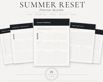 21-Page Summer Planner Bundle | Family Organization System | Printable Vacation, Routine & Activity Planner PDF