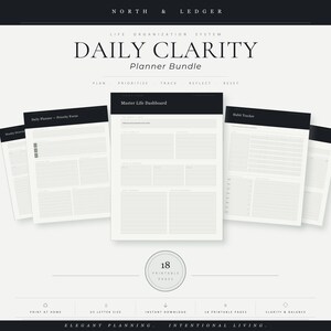 18-Page Daily Clarity Planner Bundle | Printable Life Organization System | Habit Tracker & Productivity Planner PDF