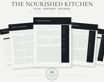 Kitchen Organization Planner | Meal Planning Binder Printable | Grocery List & Recipe Collection PDF Bundle