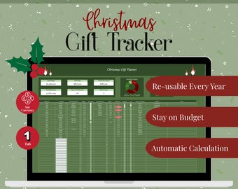 Seguimiento sencillo de presupuesto navideño de 2025 en Hojas de cálculo de Google / Planificador navideño, plantilla de lista de regalos