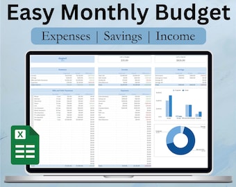 Hoja de cálculo de seguimiento de presupuesto digital para principiantes en azul