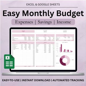 Beginner Friendly Pink Digital Finance Budget Tracker on Google Sheet