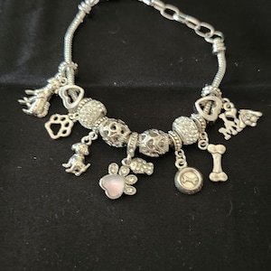 Silver Dog-Themed Charm Bracelet