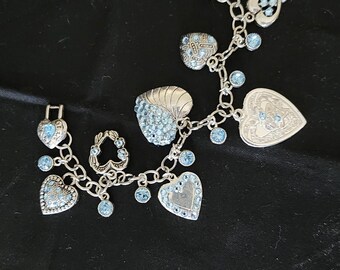 Bracelet coeur en cristal bleu clair