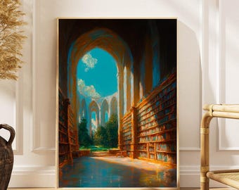 Grand Library Print: Fantasy Architecture, Dreamy Book Haven