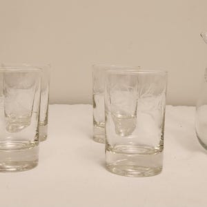 Princess House Heritage Etched Glass Pitcher & 6 Juice Glasses Set Vintage