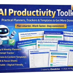 AI Productivity Playbook 2026 | ChatGPT Prompts, Planners & Trackers (Digital Download, MRR/PLR Rights Included) image 4
