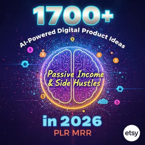 AI Digitale Produktideen eBook, 1700+ Ideen für pasives Einkommen (PDF Download) PLR
