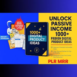 Digital Product Ideas Ebook: Passive Income Side Hustle (Instant Download) PLR MRR