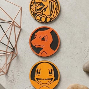 Pokemon Charmander Evolution Coins - 3-Piece Set - Orange