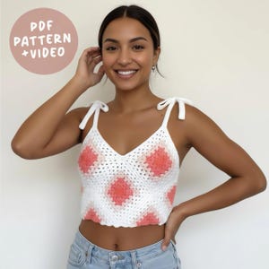 Granny Square Crochet Crop Top Pattern: Video Tutorial (PDF Download)
