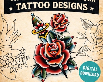 Old School Core – Traditional Tattoo Flash Procreate Pack | Tattoo Stamps | Classic American Traditional