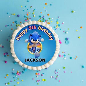 PRINTABLE Personalized Sonic the Hedgehog Edible Cake Topper