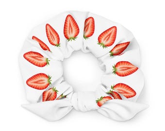 Goma para el pelo con forma de fresa, coletero reciclado