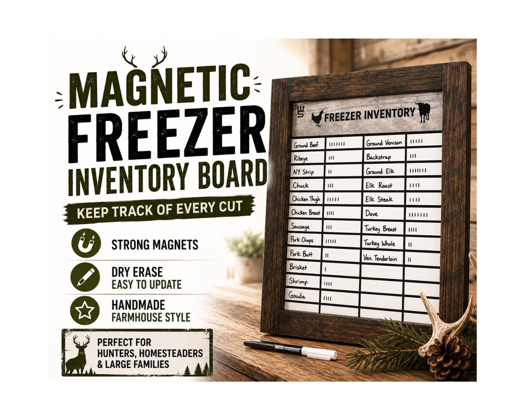 Freezer Inventory Tracker | Magnetic Dry Erase Homestead Board | Rustic ...
