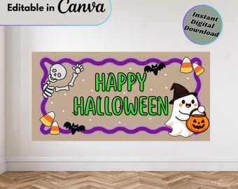 Editable Happy Halloween Banner Template: Canva Design (Digital Download)