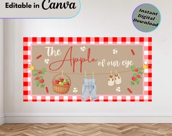 Apple Baby Shower Banner Template: Editable Fall Theme (Digital Download)