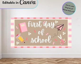Editable Back to School Banner Template: Hand Painted Design (Digital Download)