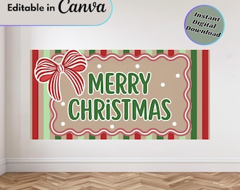 Edytowalny szablon baneru Wesołych Świąt | Szablon Canva DIY (do pobrania cyfrowego)