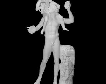 Satyr with Infant Dionysus Statue - 3D Printed Greek Mythology Sculpture, Detailed Classical Art, Ideal Decor and Unique Gift Idea!