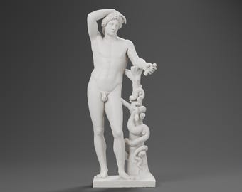Lykeisk Apollostaty, handmålad Apollo Lykeios grekisk gud av ljus och helande