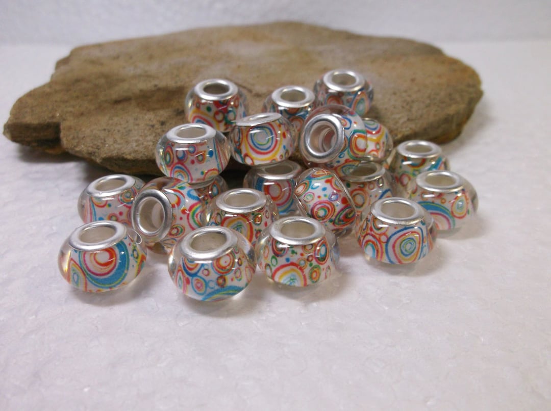 5 Perles Lampwork Murano Et Argent 925 - Dimensions 14x4mm, Trou 4.5mm, Fabrication FR