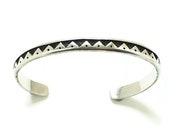 Vintage Native American Hopi Silver Overlay Cuff Bracelet Signed Sterling Bird Symbol