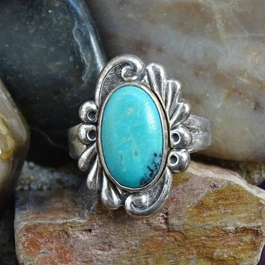 Vintage Bell Trading Post Navajo Turquoise Ring Size 5 1/4 - Etsy